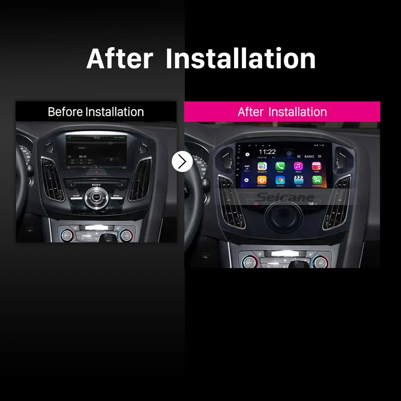 Seicane-REPRODUCTOR Multimedia para coche, pantalla táctil HD de 9 pulgadas, con Android 13, navegación GPS, para Ford Focus 3, 2011, 2012, 2013-2019, 1024x600