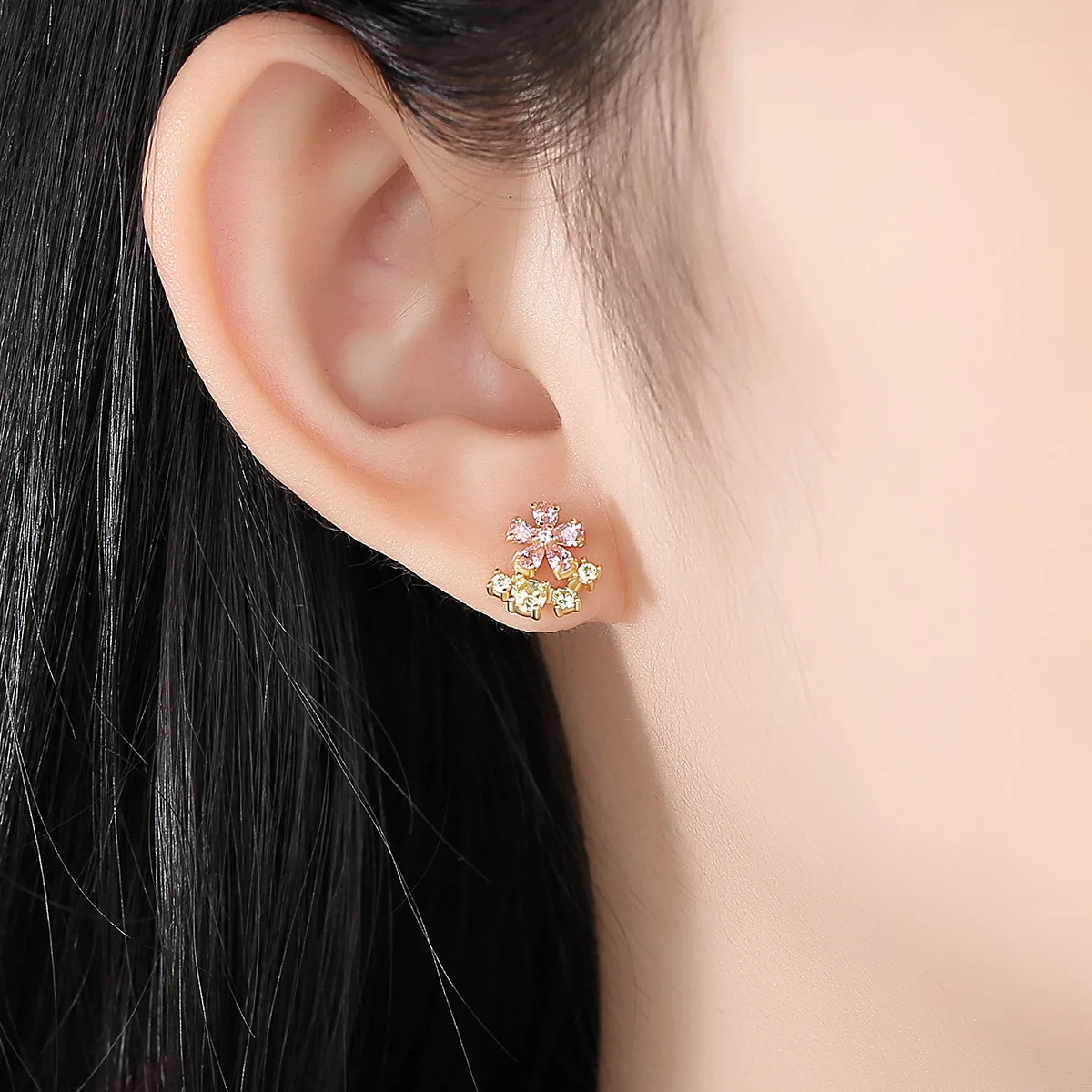 Pink Flower Ornaments Stud Earrings,Thomas Style Fashion Good Jewerly For Women,2020Ts Gift In 925 Sterling Silver