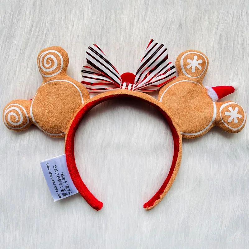 2020 New Disney Christmas Mickey Mouse Gingerbread Candy Headband Ears Headband Disneyland Minnie Christmas Decoration Gifts