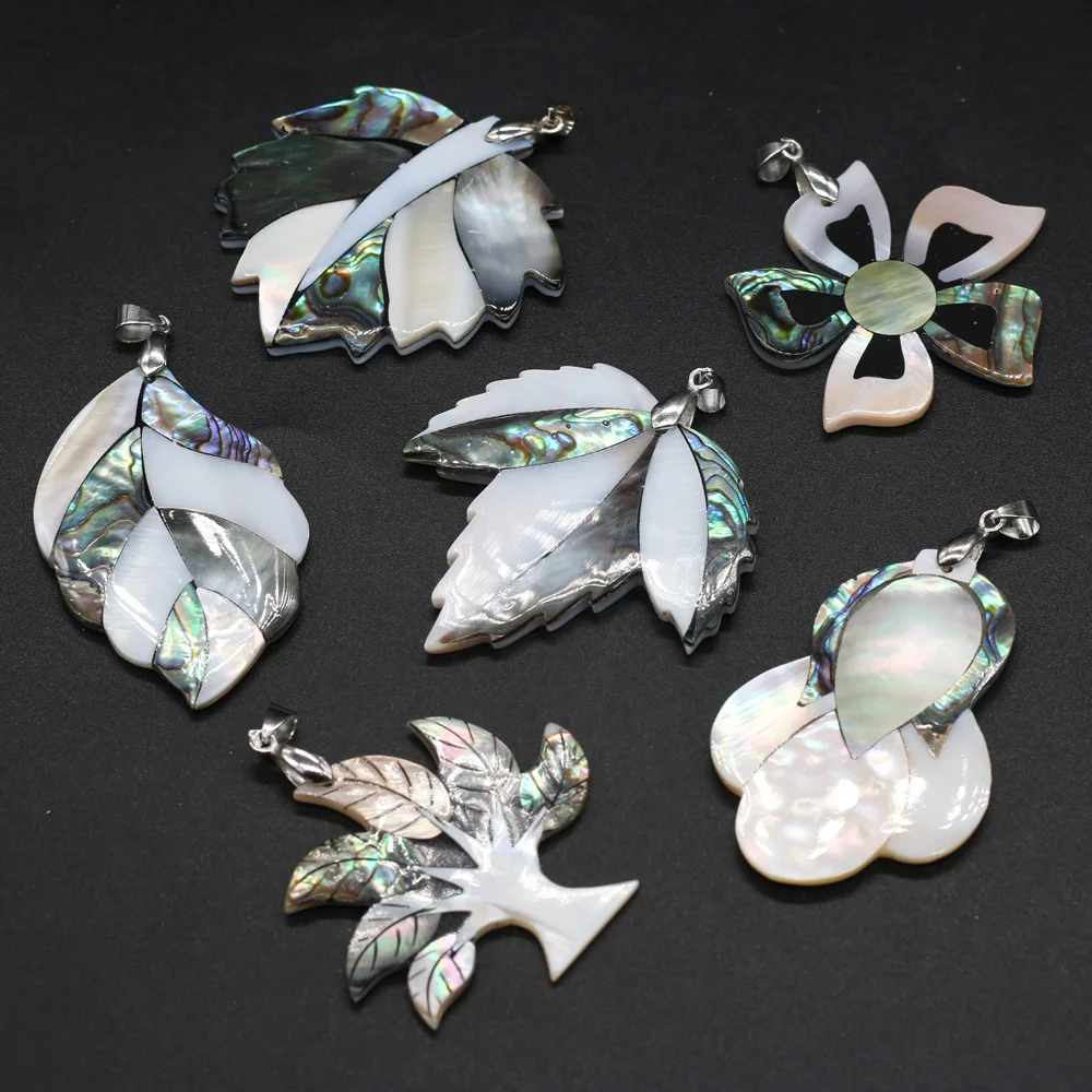 Trendy Natural Abalone Pendant Tree of Life Leaf Charm Mother of Pearl Shell Pendants for Women Jewelry Making DIY Necklace Gift