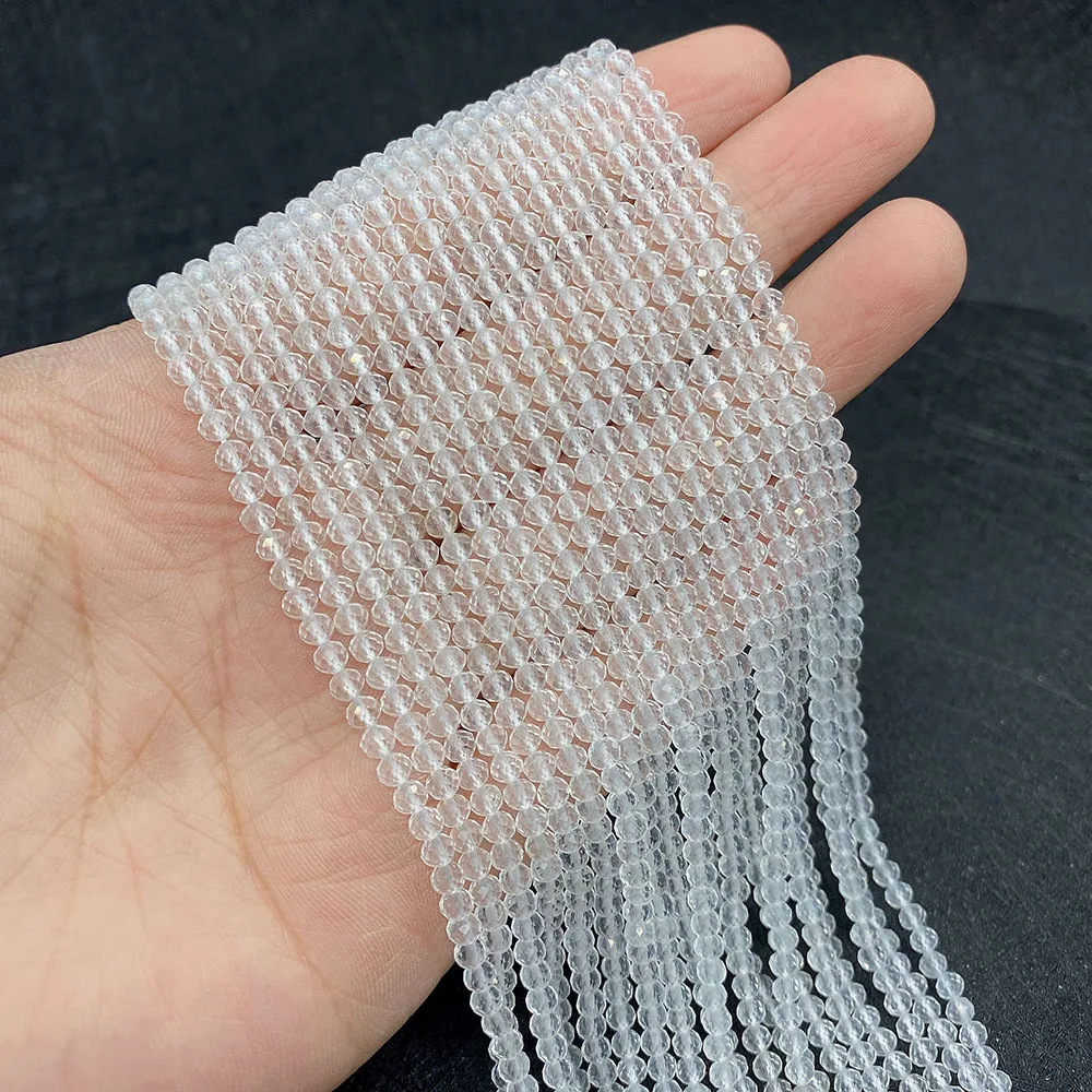 2mm 3mm 4mm Natural Stone High Quality White Crystal Faceted Beads for Jewelry Making DIY Necklace And Bracelet Accessories