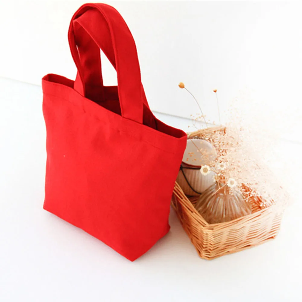 Women Solid Canvas Shoulder Bags Shopping Bag Tote Package  Large Capacity Foldable Purses Handbag Bookbag Lunch Bag