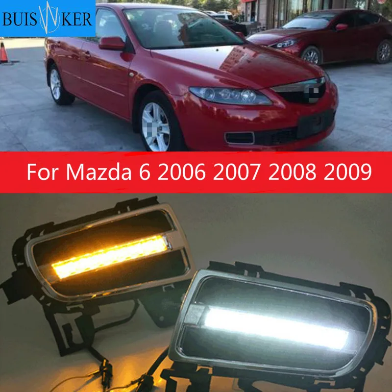 

2pcs For Mazda 6 Mazda6 2006 2007 2008 2009 LED DRL Daytime Running Light Daylight Waterproof Turn Signal lamp