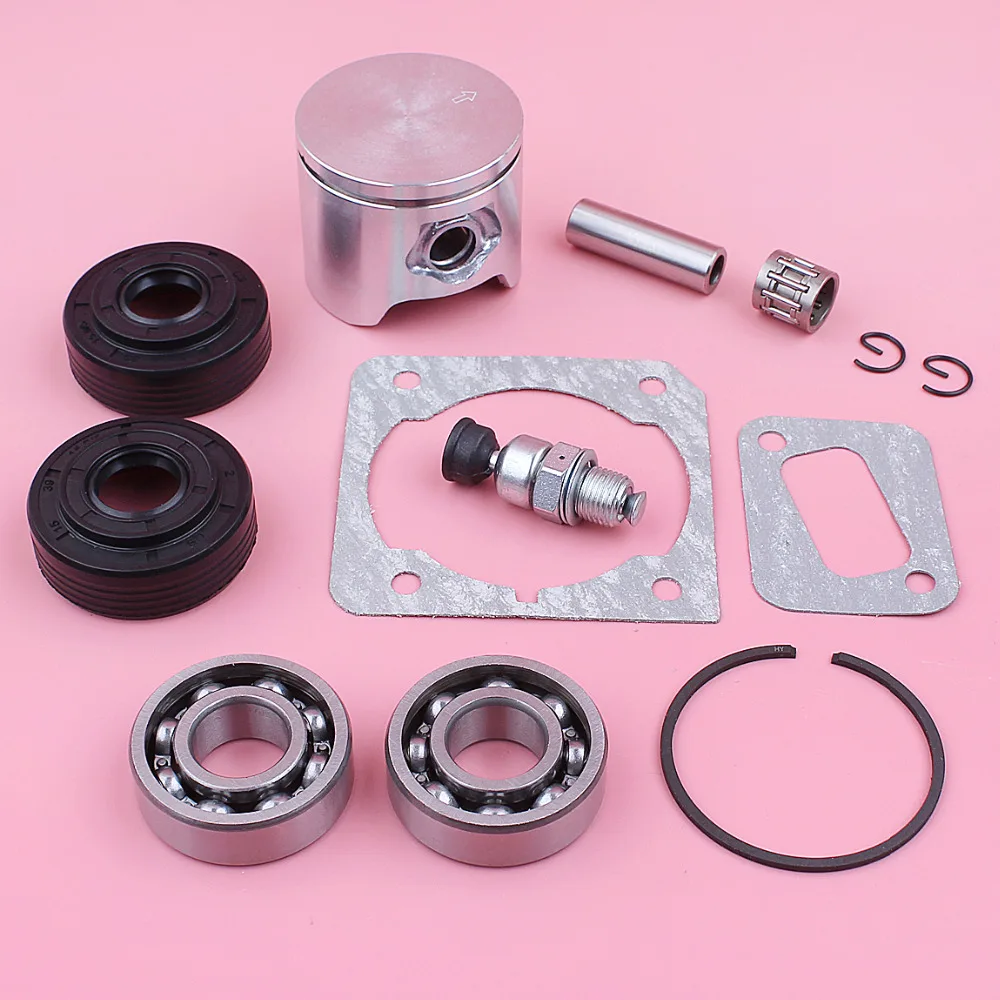 44mm Piston Kit For Husqvarna 350 Crank Bearing Oil Seal Decompression Valve Gasket Needle Bearing Chainsaw Replace Part