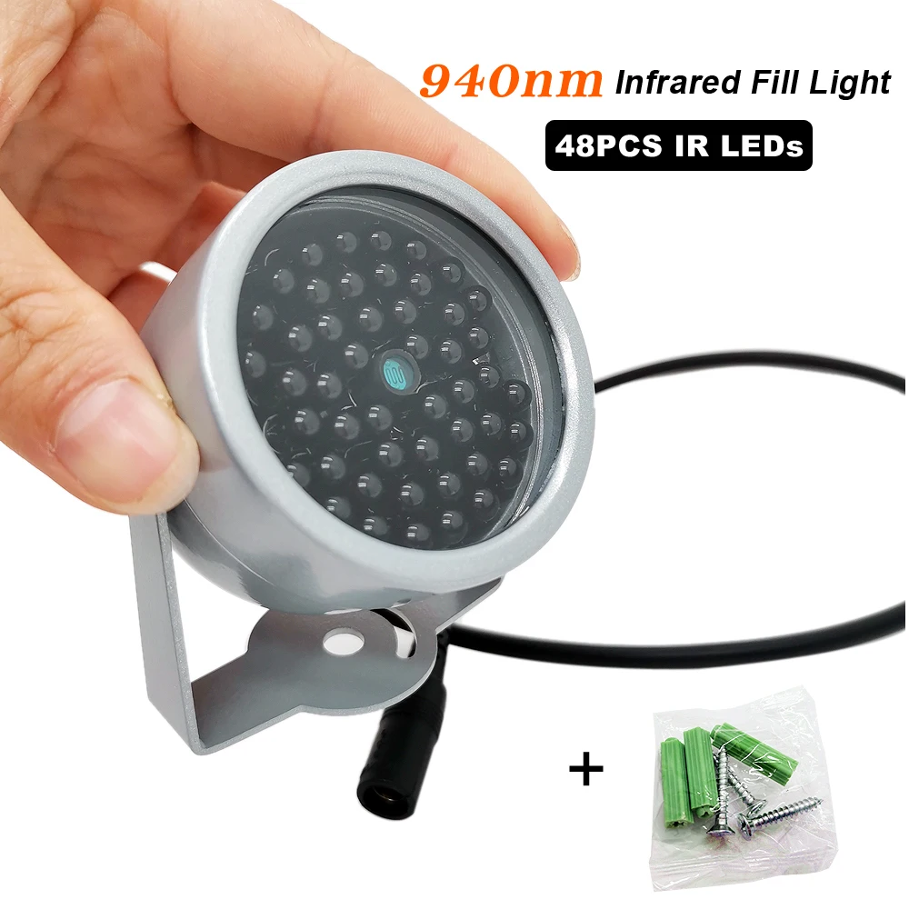 Mini Invisible Illuminator 940NM Infrared 90 Degree 48pcs LED IR Lights Waterproof Fill Light for CCTV Night Vision Surveillance