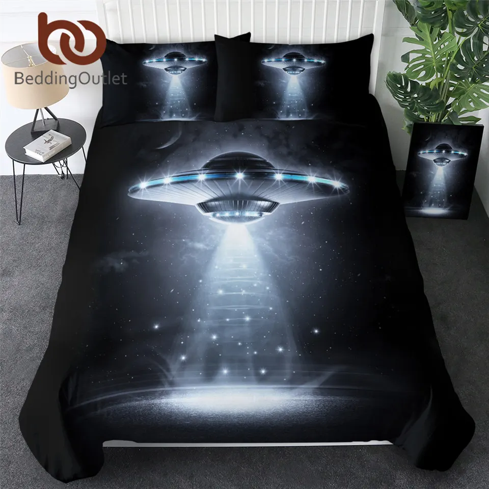 

BeddingOutlet Spaceship Bedding Set Alien Duvet Cover King Dirigible Home Decoration Nebula Bedclothes Modern Comforter Cover