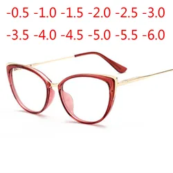 Cat Eye Spectacle Women Anti Blue Light Optical Eyewear Myopia Lens Glasses Diopter 0 -0.5 -0.75 -1.0 -2.0 -2.5 -3.0 To -8.0