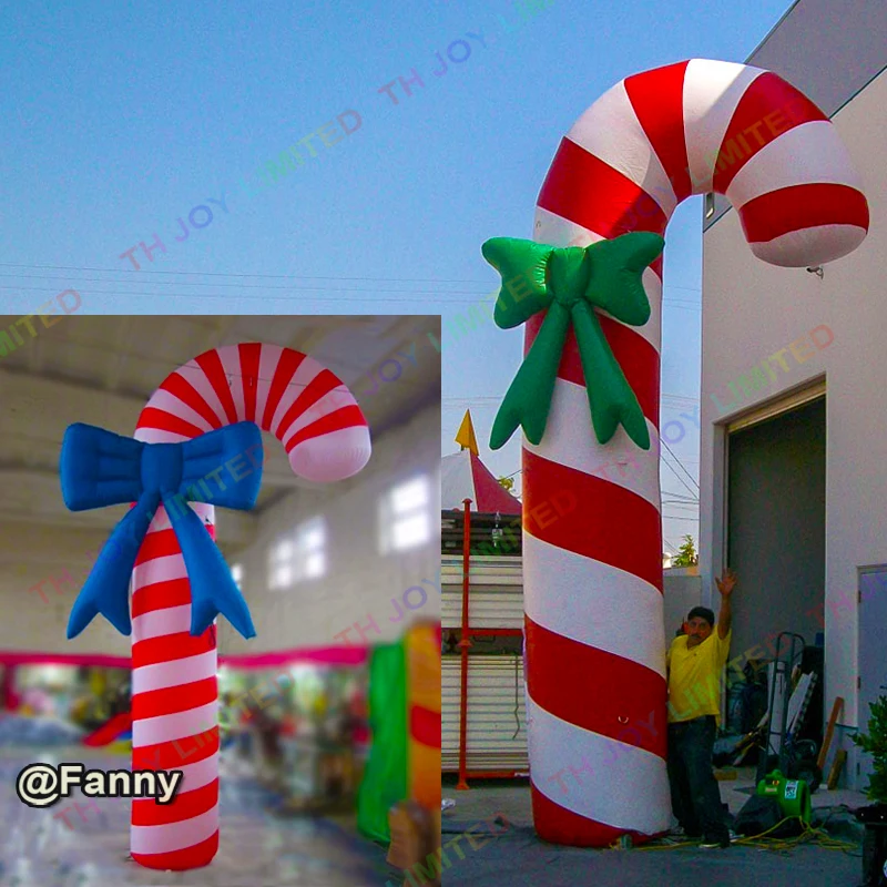 2m/3m/4m Night Decorative Lighting Christmas Inflatable Candy Cane With Led Lights For Christmas Eve Decoration