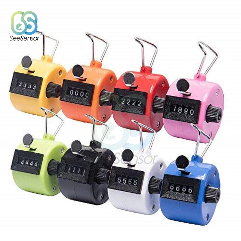 4 Digit Mechanical Counter 0000 to 9999 Number Count Manual Mechanical Clicking Hand Counter For Running Kicking Sports