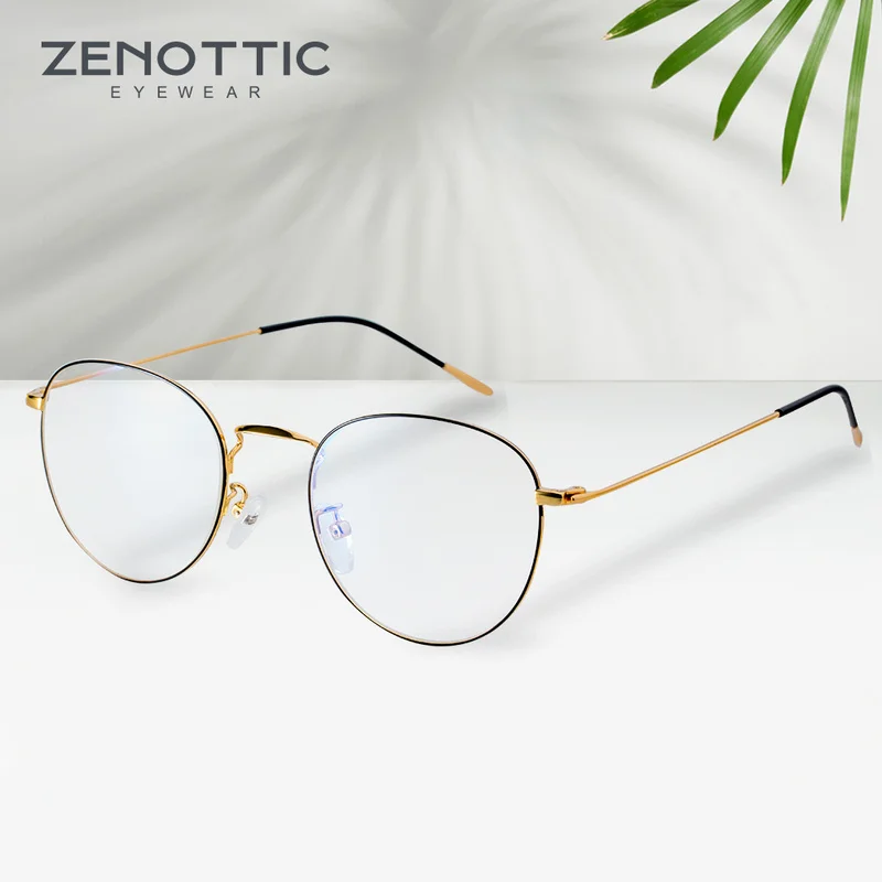 ZENOTTIC Retro Metal Glasses Frame Women Optical Spectacle Frame Anti Blue Light Eyeglasses Frame For Men Women Eyewear BT7088