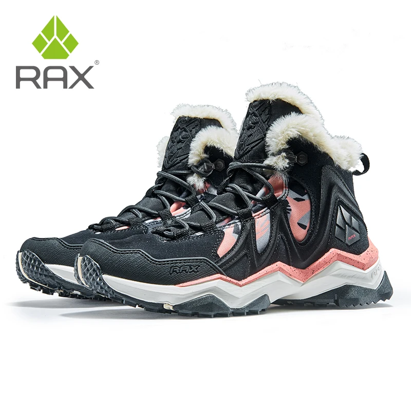 RAX Winter Snow Boots For Men Women Fleece Hiking Shoes Outdoor Sports Sneakers Mens Mountain Shoes Trekking Walking Boots