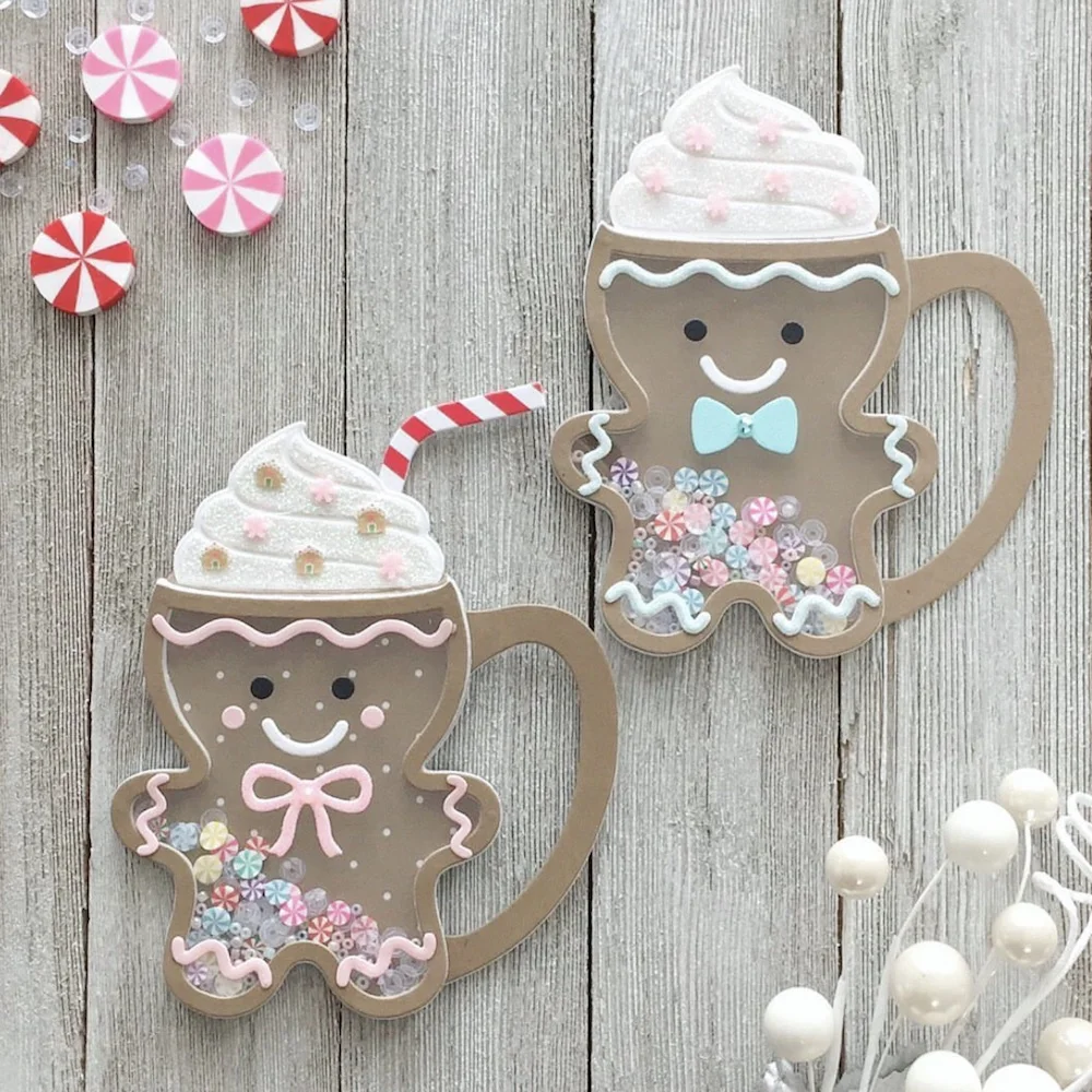 KSCRAFT Gingerbread Man Coffee Mug Shaker Metal Cutting Dies Stencils for DIY Scrapbooking Decorative Embossing DIY Paper Cards