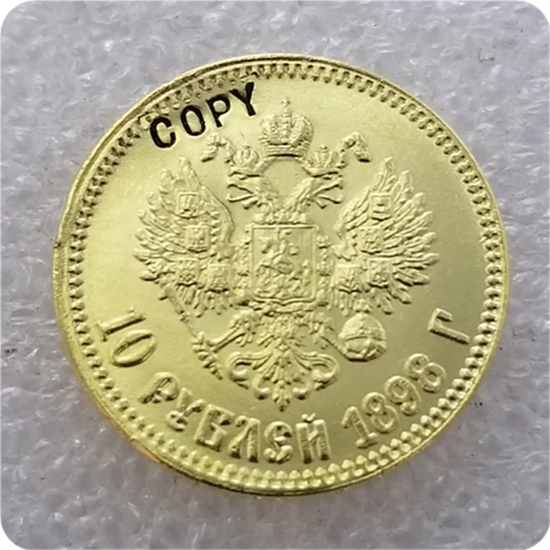 1898-1911 RUSSIA 10 ROUBLE CZAR NICHOLAS II GOLD COIN COPY