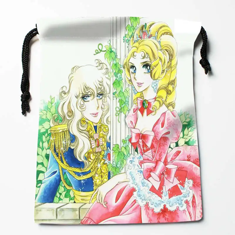 The Rose of Versailles Drawstring Bags Bright Color Printed Gift Bag Travel Pouch Storage Clothes 18x22cm Satin Fabric 0406