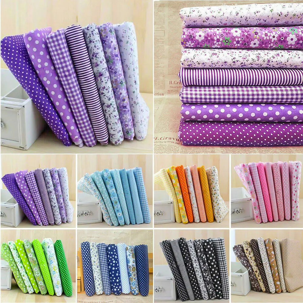 7 pz/set 25x25cm tessuto di cotone multicolore assortito Pre tagliato grasso quarto Bundle Decor fai da te fatti a mano fiocco mestiere bambola