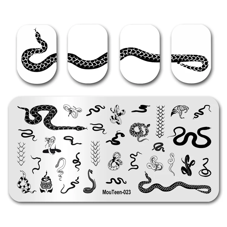 Ensemble de plaques d'estampage pour ongles, grande taille, motif papillon, fleur, nail art, manucure, tampon, MouTeen035