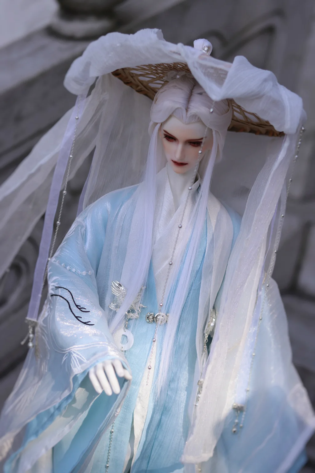 

1/3 Scale BJD Clothes Doll Ancient Costume Samurai Hanfu Accessories Veil Hat For BJD/SD SD13 SSDF ID75 80cm Strong Uncle B0240