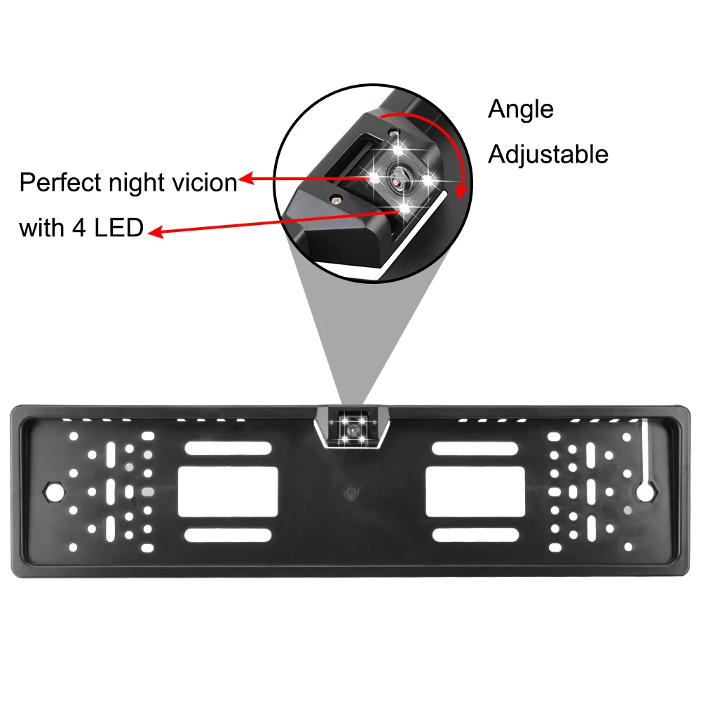 12V Car Rear View Camera 4/8 LED European UK License Plate Holder Parking Sensor 2.4G Reverse Vedio Receiver PDC Parltronics Set