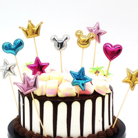 5pcs/lot Heart Crown Star Shape Cake Topper Happy Birthday Cupcake Topper Wedding Baby Shower Baking Cake Top Flag Decorations