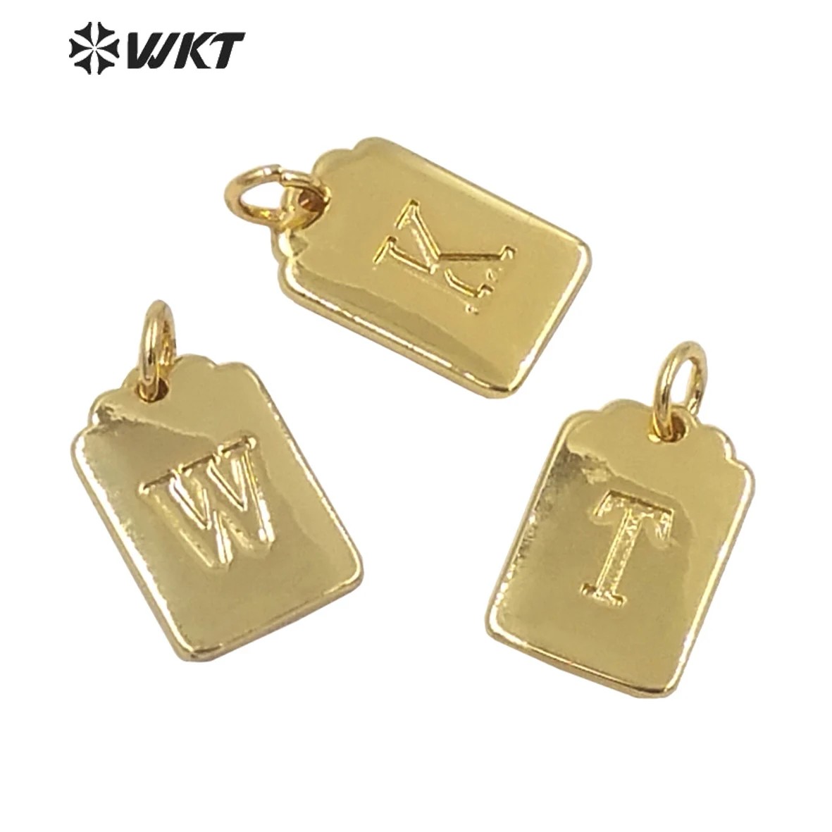 MP195 WKT Cute Small Size Metal Pendant 26 Letters With Full Gold Eletroplated Jewelry Accessories DIY Name Bracelet