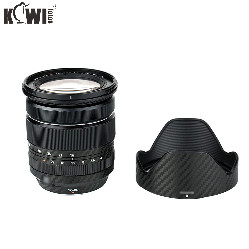 Capa adesiva para câmera fujifilm xf 16-80mm, proteção de lente e fibra de carbono preta
