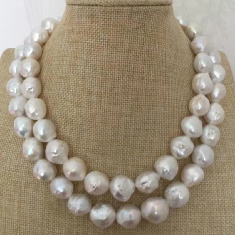 925silver 38inch gorgeous 10-11mm freshwater baroque white pearl necklace