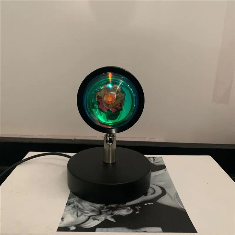 USB Rainbow LED Night Light Sunset Projection Lamp 180 Degree Rotation Desk Lamp Party Living Room Bedroom Home Decor