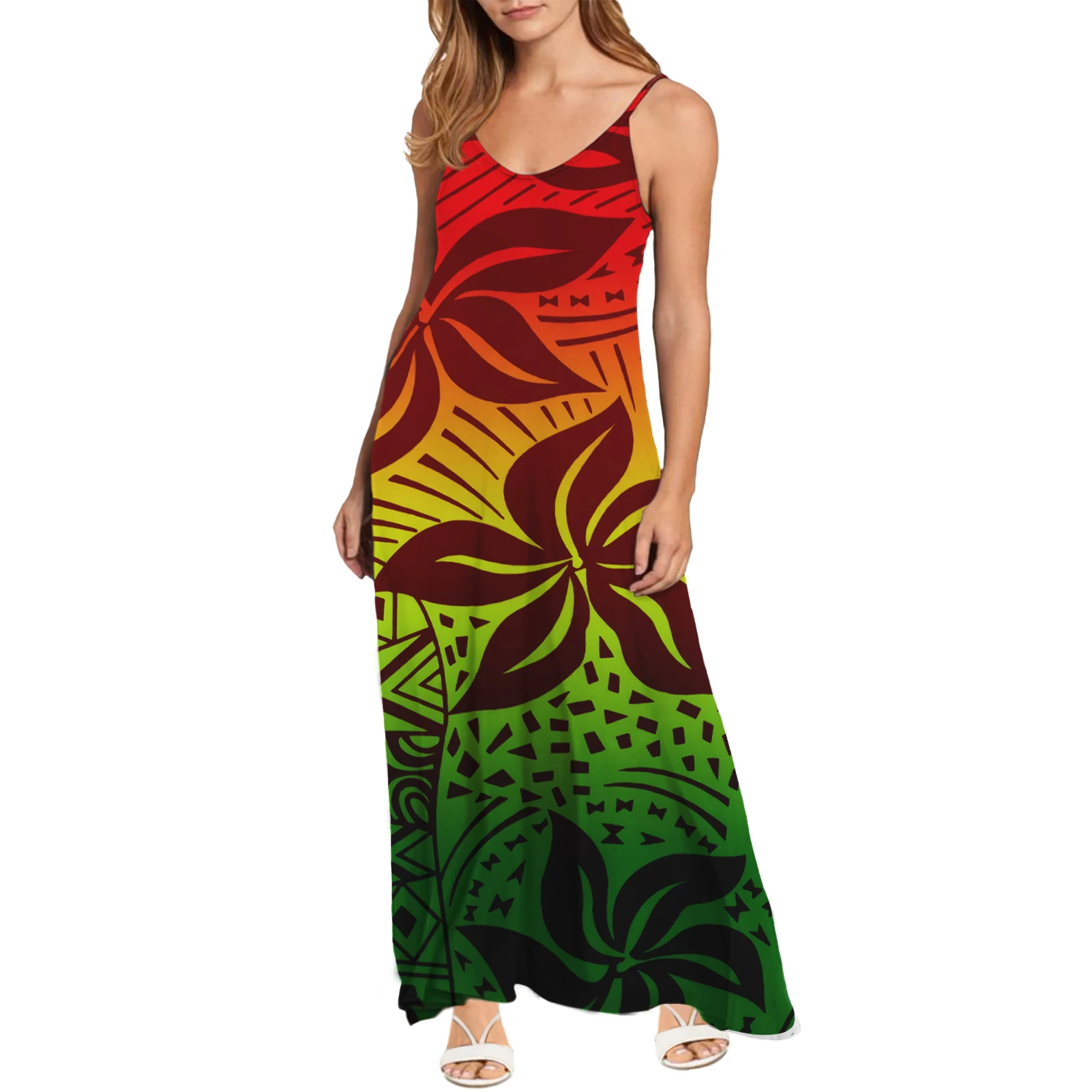 Drop shipping long skirt large size Women Personality Printed Dress Polynesian Traditional Tribal Sleeveless Clothing 1 MOQ