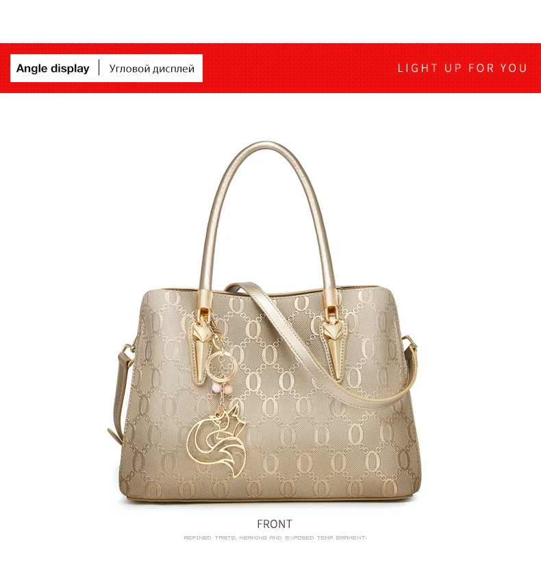FOXER Split-Leder Monogramm-Handtasche Damen Schultertasche Rindsleder Luxus Mode Damen Umhängetasche Geldbörse Geschenk für Ehefrau – Detail 11