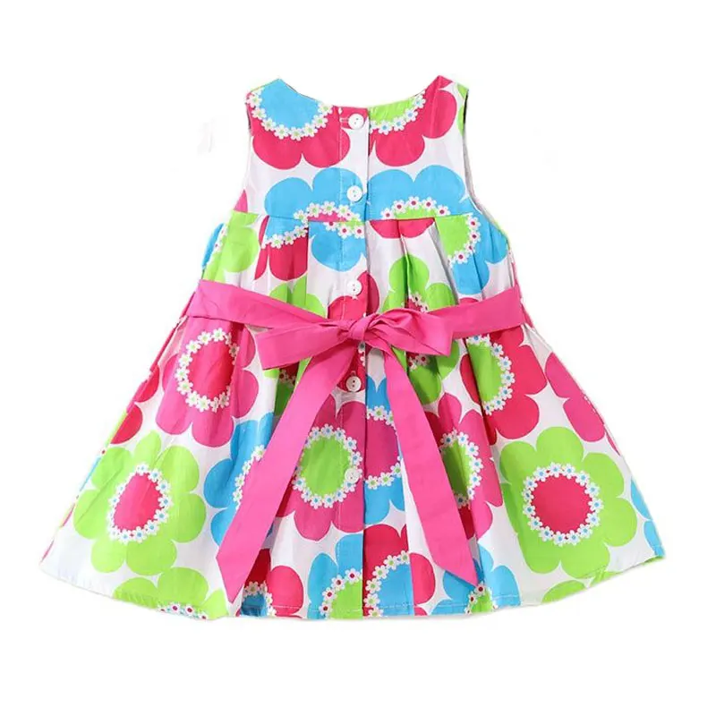 New Summer Baby Girls Floral Dress with cap European Style Designer Bow Children Dresses Kids Clothes 3-8Y