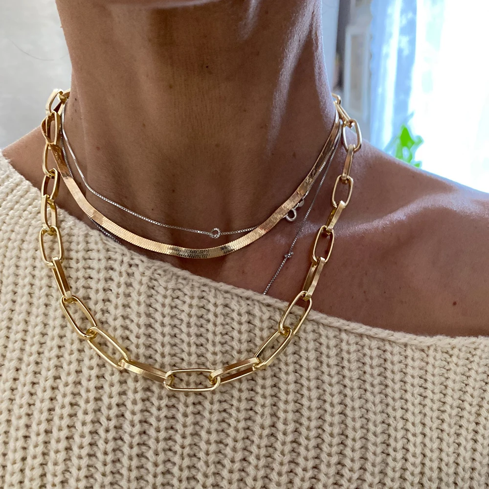 Collier gothique Golden Salle JOChoker pour femme, géométrique, optique superposée, mode punk, tendance bijoux, cadeau