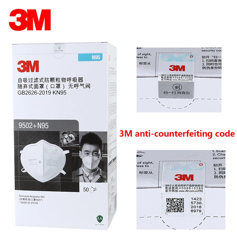 50Pcs/Lot 3M N95 9502+N95 Mask Reusable KN95 Face Mask Mouth Mask Filter Anti Dust Breathable Protective Adult Masks Fast Ship