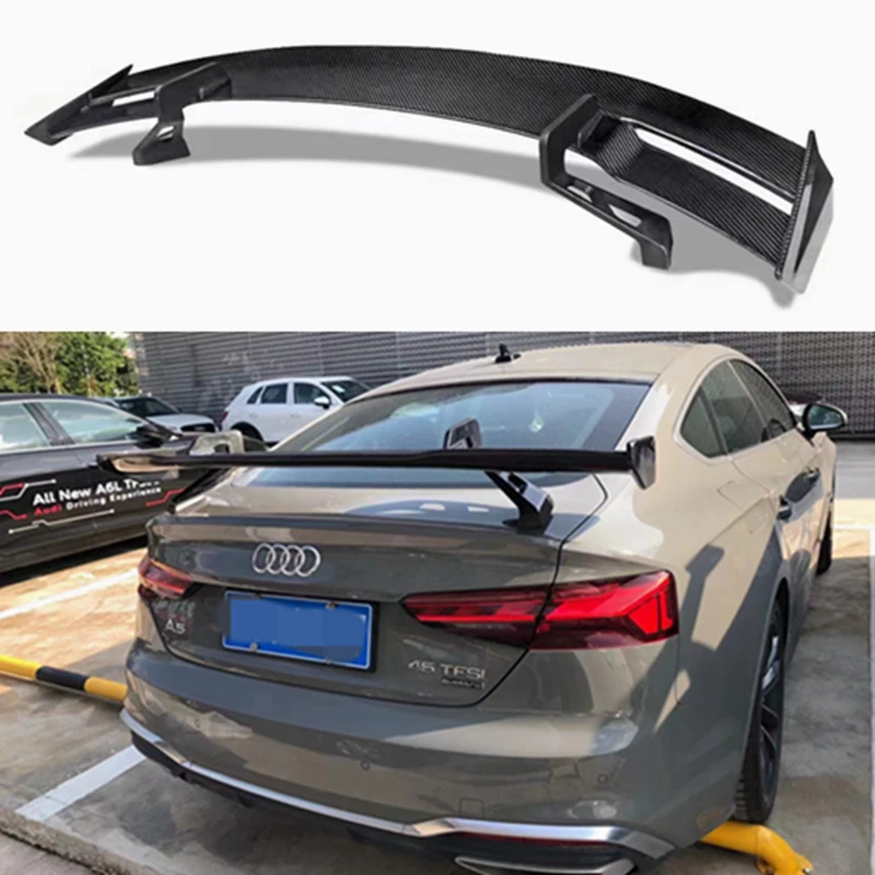 TTS style Carbon Fiber Rear Tunk Spoiler For AUDI A5 S5 RS5  2017 2018 2019 2020 2021 Wing Lip Spoilers Car Accessories