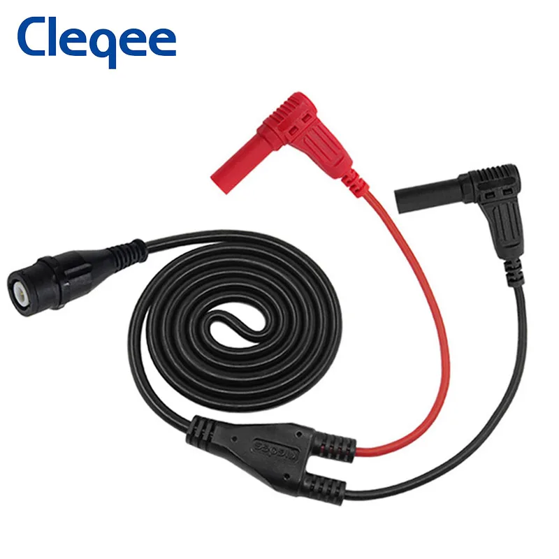 Cleqee P1207 BNC Male Plug to 4mm Right Angle Banana Plug Coaxial Cable Oscilloscope Test Lead 120CM 500V/5A