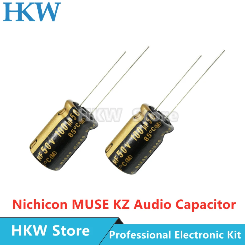 10szt Nowy kondensator Nichicon MUSE KZ Series 25V 50V 100V 10UF 22UF 33UF 47UF 100UF 220UF 470UF 1000UF Hi-Fi Audio Capacitor Copper Feet