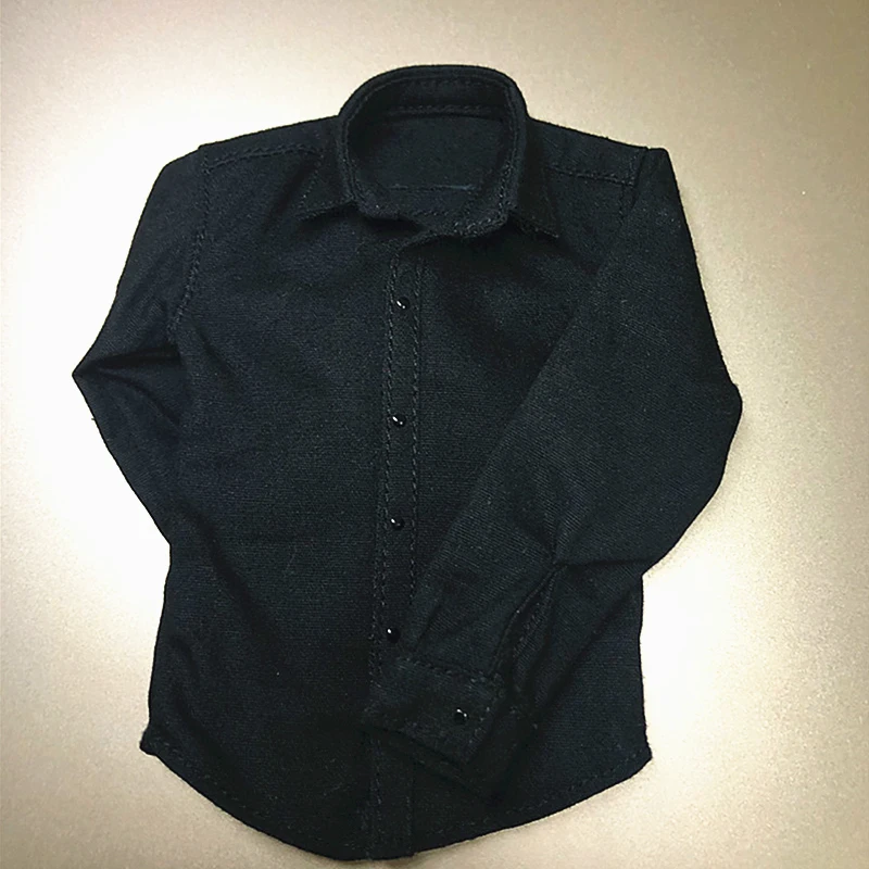 Escala 1/6 roupas masculinas de soldado, camisa preta, modelo de roupas casuais para boneco de 12 polegadas, coleção de bonecos diy