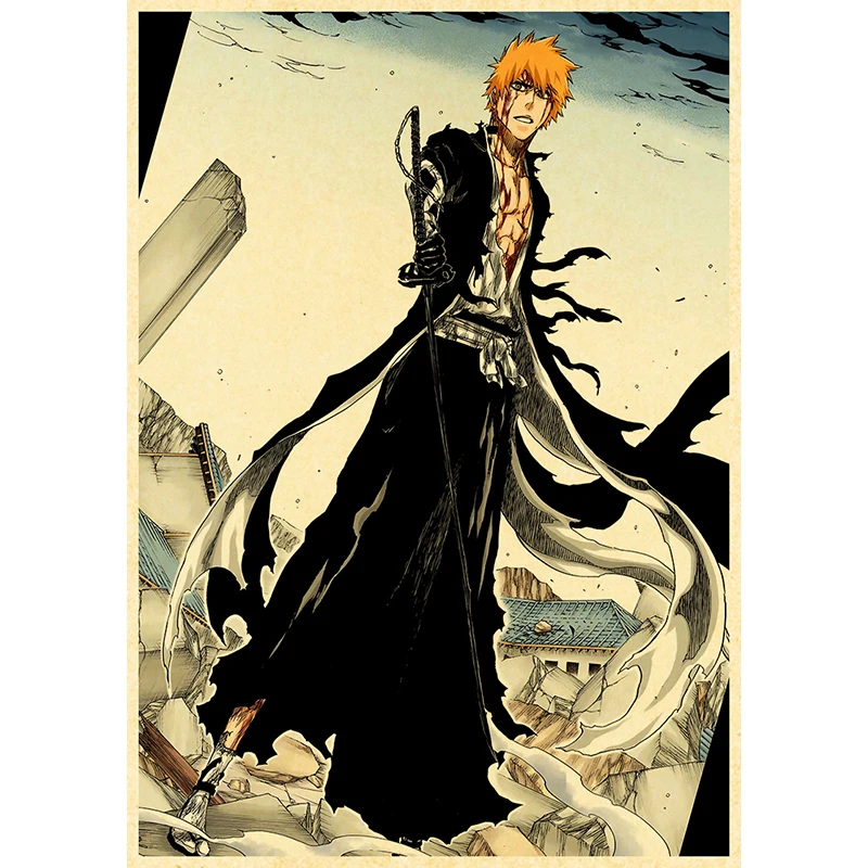 BLEACH Anime Poster, Kraft Paper Vintage Print 4K High Quality, Home Interior Decoration Picture Art Wall Sticker