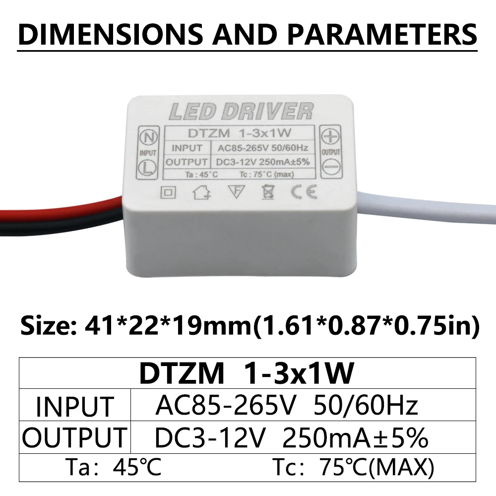 5pcs LED Driver 250mA 1W 3W 5W 7W 12W 18W 20W 25W 36W For Power Supply Unit AC85-265V Lighting Transformers For LED Power Lights