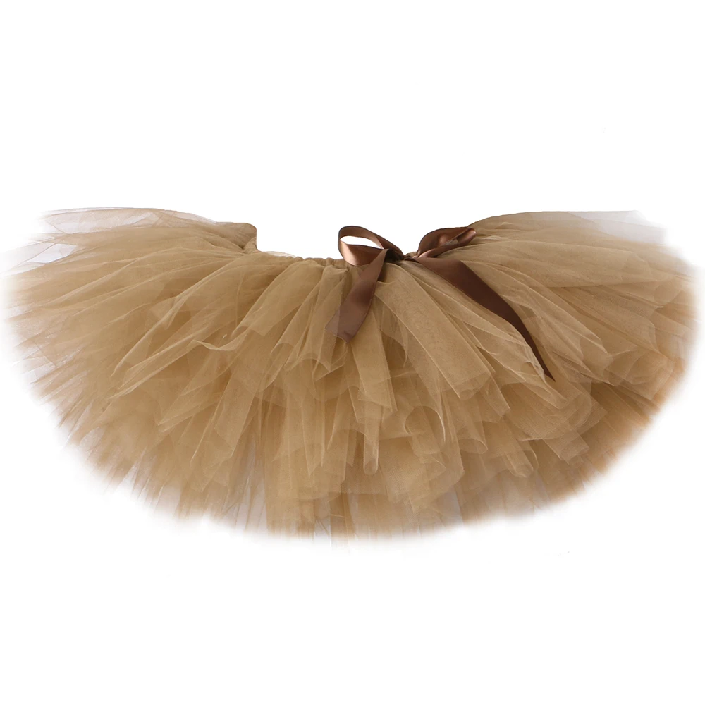 Brown Baby Girls Tutu Skirt Princess Birthday Party Ballet Dance Children Tulle Skirt Girls Fluffy Pettiskirt Kids Tutu Skirt