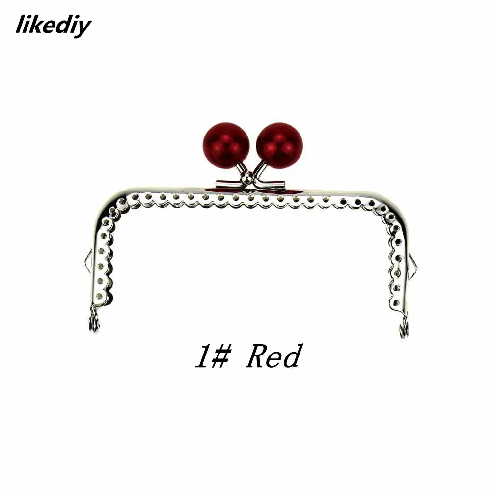 1 Piece 10.5 CM Candy Pearl Head Square Silver Metal Purse Frame Kiss Clasp Lace DIY Bag Accessories