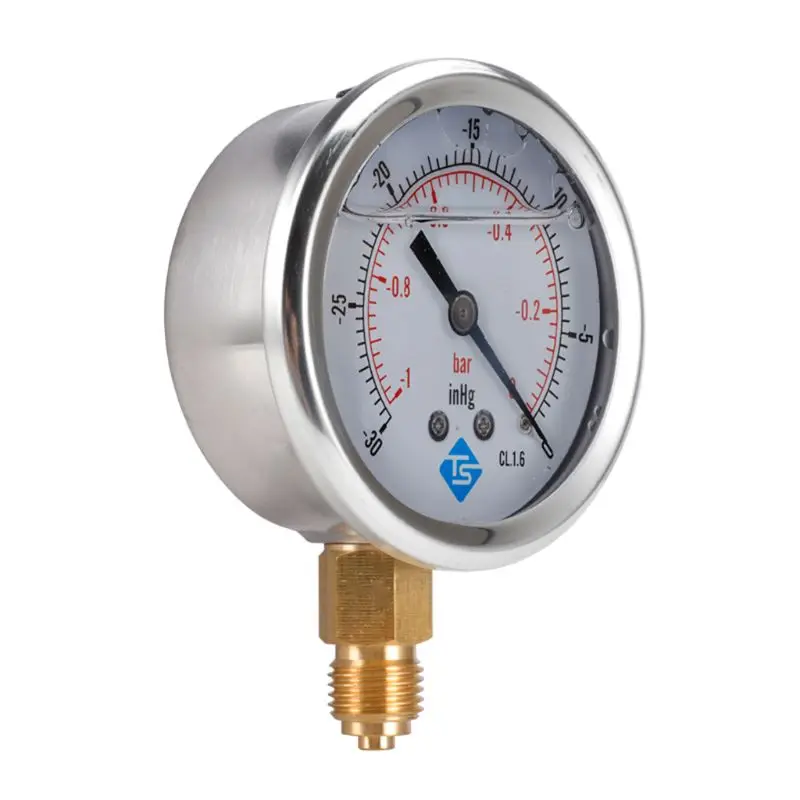 Compound Pressure Vacuum Gauge Glycerine Filled -1/10Bar & -30*Hg 1/4 BSP Bottom Ju19 20 Dropship