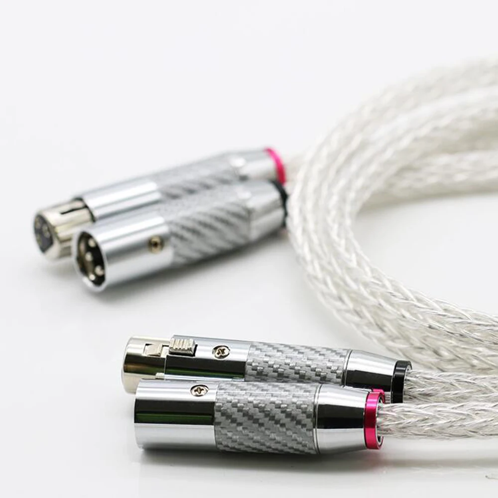 Hi-End 8AG Silver Plated OCC 16 Strands Audio Cable With Carbon Fiber 3pins XLR Balanced cable,xlr connector,audio