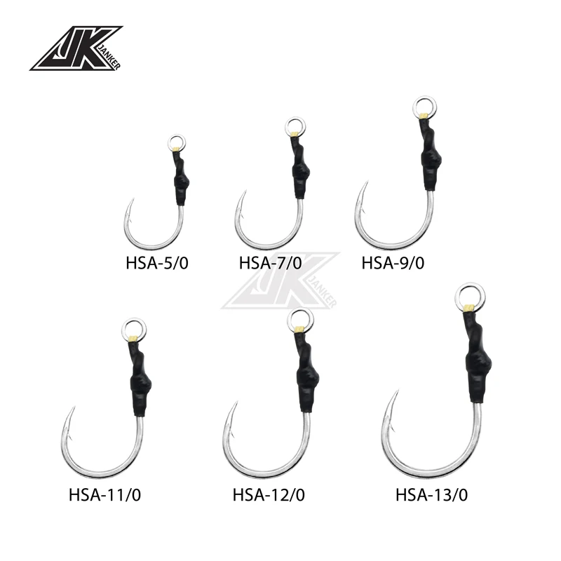 JK HSA Poppers Lure Wood 4X Heavy jigging Hooks Sea Power Assist Fishhook Stick Baits Luring Boat Hook Fishing 5/0 7/0 9/0 11/0