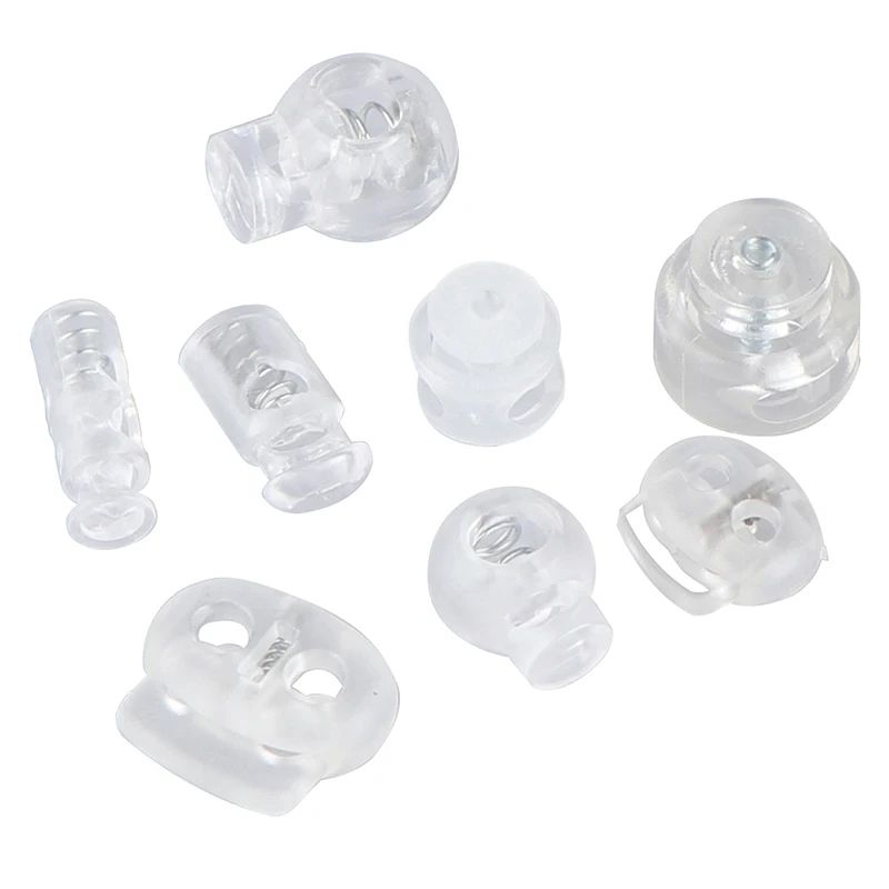 10pcs Transparent Cord Lock Plastic Stopper Cord Ends Toggles Clip Buckle Frost Shoelace Sportswear DIY Bag Shoes Accessories