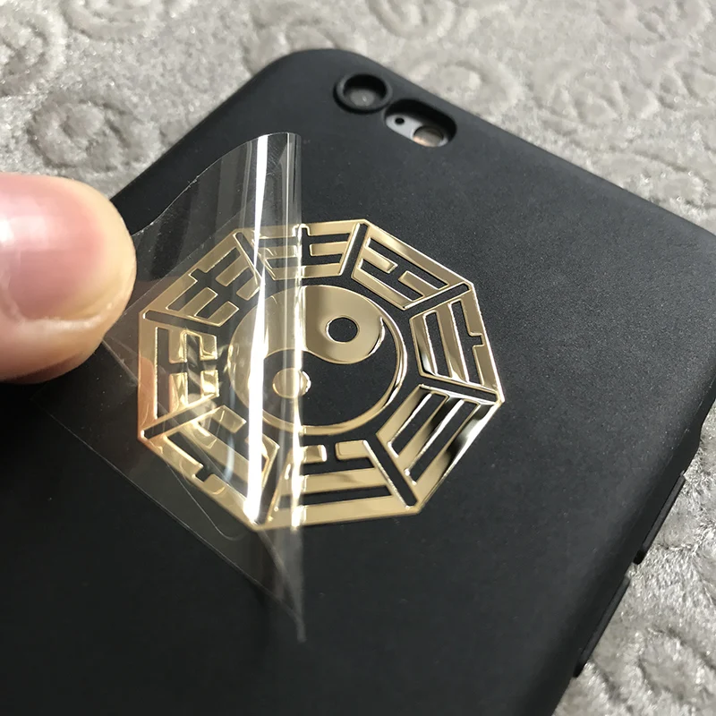 Pegatina de metal para teléfono móvil, decoración de tableta, ordenador, calcomanía de transferencia de Tai Chi