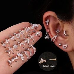 Pendiente de acero inoxidable para el cartílago de la oreja, pendiente de hélice con tornillo trasero, joyería para Piercing Tragus Rook Conch, Color plateado, 1 unidad, 2020