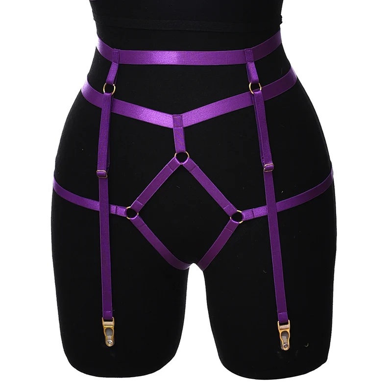 Women Multicolor Garter Belt Body Harness Sexy Stockings High Waist Garter Fetish Goth Hollow Harness Pole Dance Body Cage