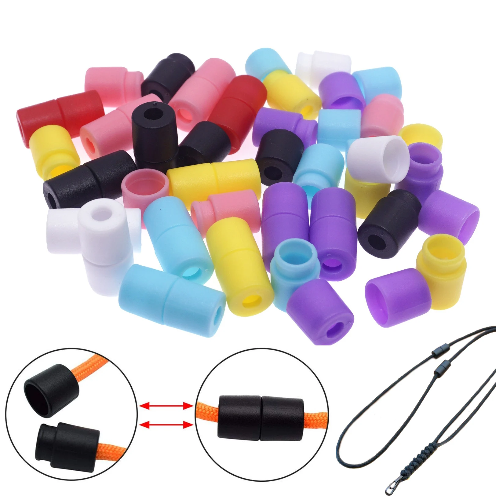 

Sutoyuen 50pcs Pop Barrel Connectors Safety Breakaway Lanyard Clasps Plastic Buckle for Paracord,Baby Teething Necklace Connect