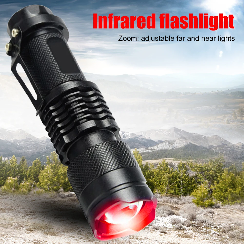 

LED Aluminium Alloy Infrared Rotating Zoomable Flashlight Battery Powered IR Night Vision Outdoor Camping Hunting Torch Light