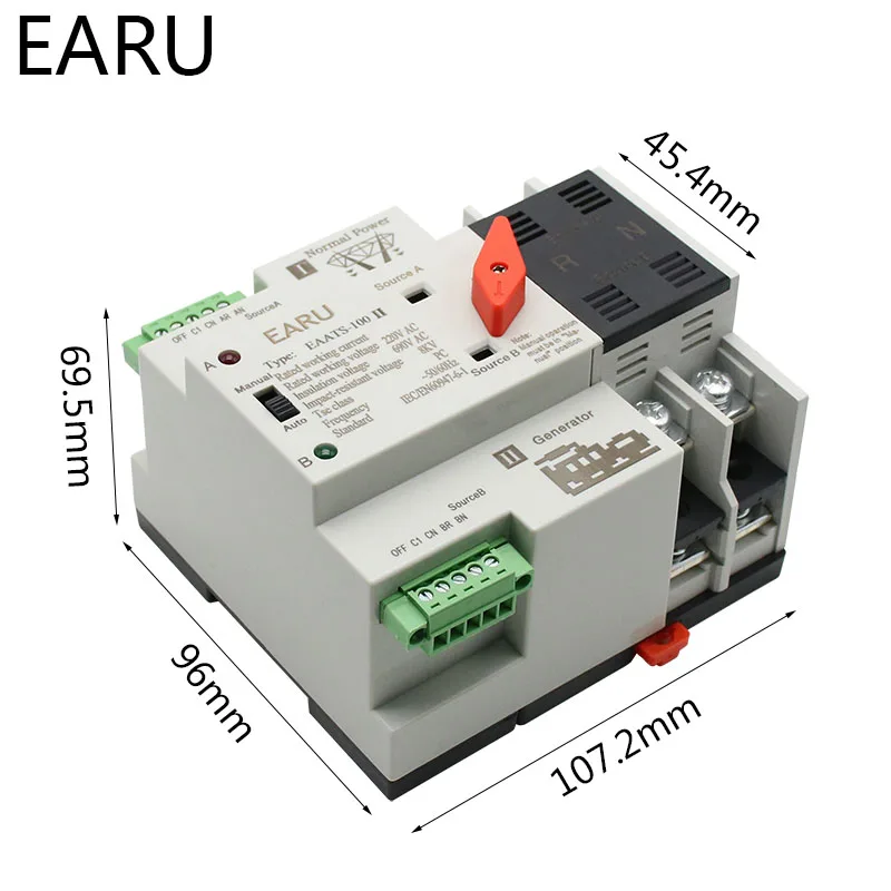 Imagem -02 - Mini Ats Interruptor de Transferência Automático Interruptores Elétricos do Seletor de Energia Dupla Interruptor de Energia Solar do pv Trilho do Ruído 4p 100a 110v 220v